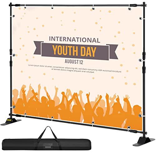 VEVOR 10 x 8 Ft Backdrop Banner Stand Newest Step and Repeat for Trade Show Wall Exhibitor Photo Booth Background Adjustable Telescopic Height and Width - 10ft