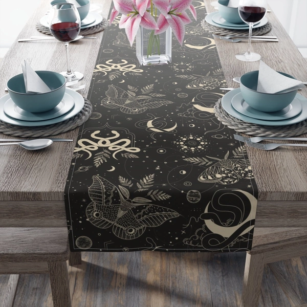 Celestial Snakes and night Moth Table Runner (Cotton, Poly)