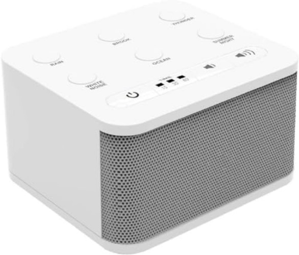 White Noise Generator, Rain Sound Machine for Sleeping, Baby Soother - Portable White Noise Machine for Office Privacy & Noise Canceling, Sound Machine Battery Operated or Plug-in Nature Noise Maker - White