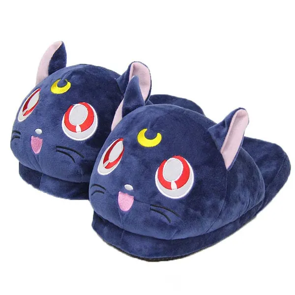 Luna Cat Slippers Plush Black Cat House Slippers Kawaii Gifts