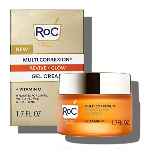 RoC Multi Correxion Revive + Glow 10% Vitamin C Blend Face Moisturizer, Anti-Aging Gel Cream for Instant Glow, Hypo-Allegenic & Oil-Free Skin Care, 1.7 Ounces