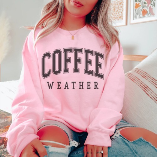 Coffee Weather Sweatshirt - Light Pink / L