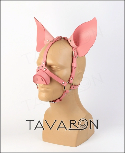 Leather pig mask, piglet mask, petplay mask, pet play hood