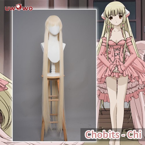 【Pre-sale】Uwowo Anime/Manga Chobits Chii Lolita Pink Bow Clamp Wig Light Yellow Long hair