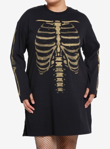 Social Collision Skeleton Bleach Girls T-Shirt Dress Plus Size