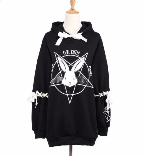 Satanic Bunny Hoodie - Black