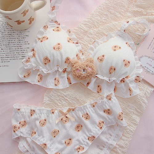 Little Bear Lingerie Set - Beige / L