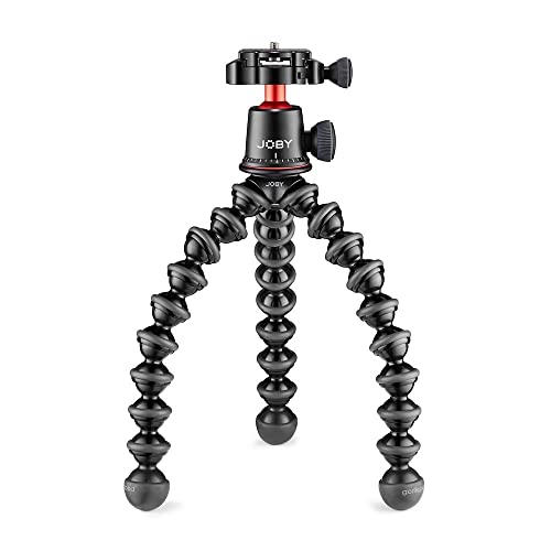 JOBY GorillaPod 3K Pro Kit, Includes Stand & BallHead with QR Plate, 6.Lb Load Capacity, Black/Charcoal/Red - 3K PRO Kit