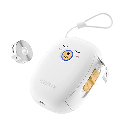 MUNBYN Bluetooth Label Maker, Portable Label Maker Machine with Tape Thermal Label Printer with 1 Roll Label Tape, Name Price Date Sticker Tag Printer for Home Office and Store (Bear) - white