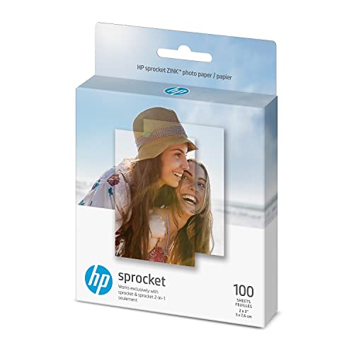 HP Sprocket 2x3" Premium Zink Sticky Back Photo Paper (100 Sheets) Compatible with HP Sprocket Photo Printers, Original Version. - 100 Pack - Photo Paper