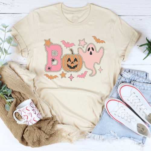 Boo Western Tee - Soft Cream / M