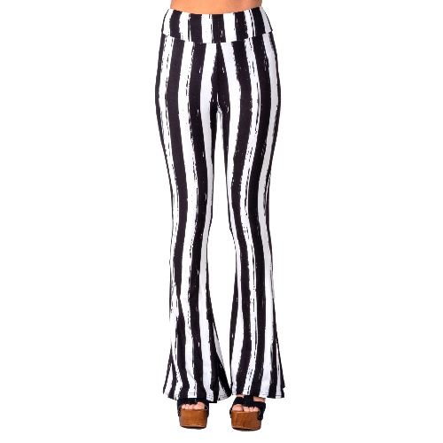 Black White Striped Hellz Bellz Flares - S / Black/White