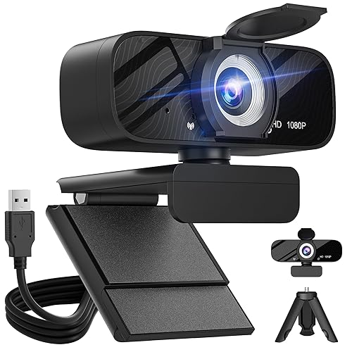 Gohero Full HD 1080P Video Webcam and Wide Angle Camera with Built-in Microphone and Rotatable Tripod,for Laptop Computer or Desktop PC,Great for Live Streaming.Calls.Video Conferencing(Black)-1 - black