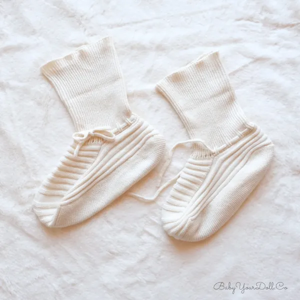 Ivory Adult Knit Baby Booties