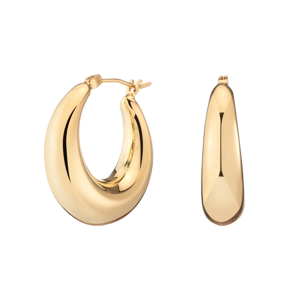 Large Puffy Hoops - 18k Gold-Plated Brass