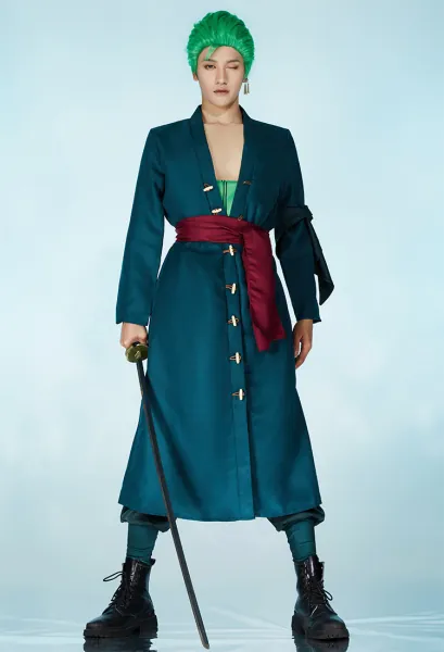 One Piece Roronoa Zoro Cosplay Costume Green Coat Uniform Set