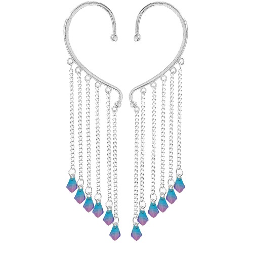 Ear Cuffs Earrings for Women Non Piercing,Long Tassel Ear Wrap Earrings Ear Cuff Droping Chain Earrings for Girls Gifts - I:H:Petal BS