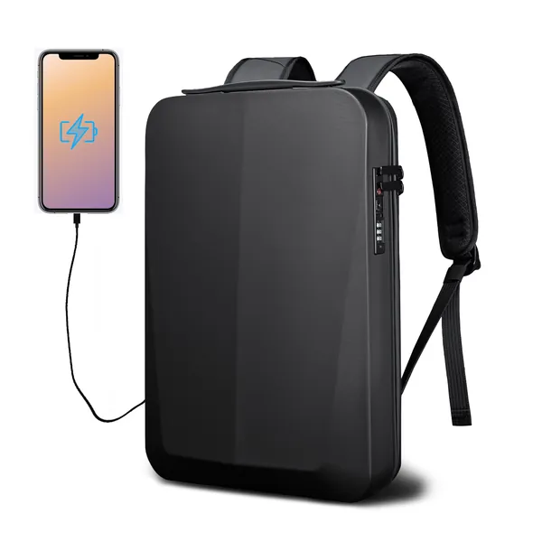 Refutuna Hard Shell Laptop Backpack for Men, Anti-Theft Waterproof TSA Lock Backpack with USB Port Fit 17/16/15 Inch Screens - Black