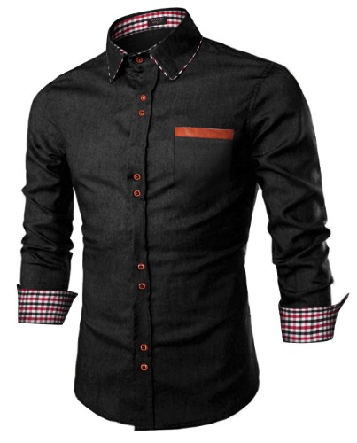 COOFANDY Men's Casual Dress Shirt Button Down Shirts Long-Sleeve Denim Work Shirt - Large Type 03 Black