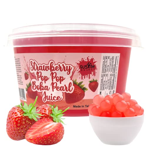 Fusion Select Strawberry Popping Boba Pearls Bursting Boba For Fruit Tea Dessert Toppings 450 Grams - Strawberry