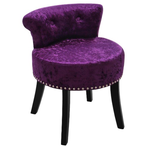 Qivange Dressing Table Stool-Ice Velvet Bedroom Dressing Table Chair Small Guest Bedroom High Elastic Sponge Chair, For Guest Room Hall (Purple)