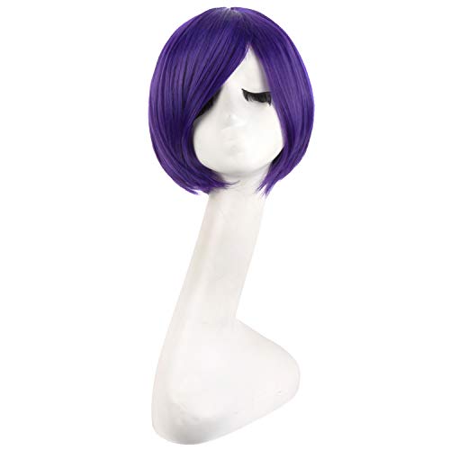 MapofBeauty 12 Inch /30 cm Charms Short Paragraph Cosplay Wigs (Dark Purple) - Dark Purple