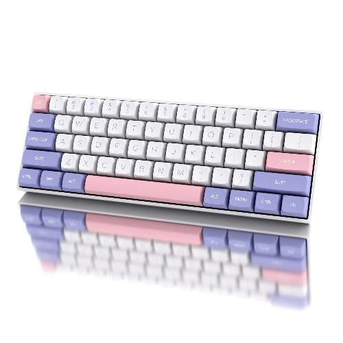 Dustsilver K61 Purple Pink Lilac 60 Percent Wireless Mechanical Keyboard | Red Swtich