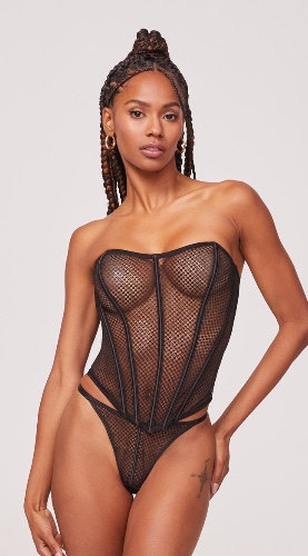 Yandy Sheer Indulgence Bustier Set | Black / Small/Medium