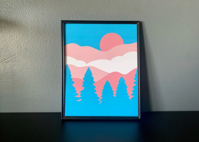 subtle trans flag poster - 8x10 poster - mountain poster