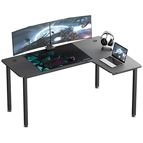 EUREKA ERGONOMIC Gaming Desk 155cm Corner Desk Large L Shaped Gaming Computer Desk with Cable Management System Mouse pad for Home Office Black Right - Right