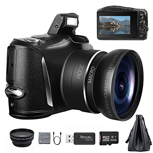 NBD Digital Camera 4K Ultra HD 48MP Vlogging with Wide Angle Lens Zoom 16 x, 3.0 Inch Screen Compact All-in-One Cameras, Black