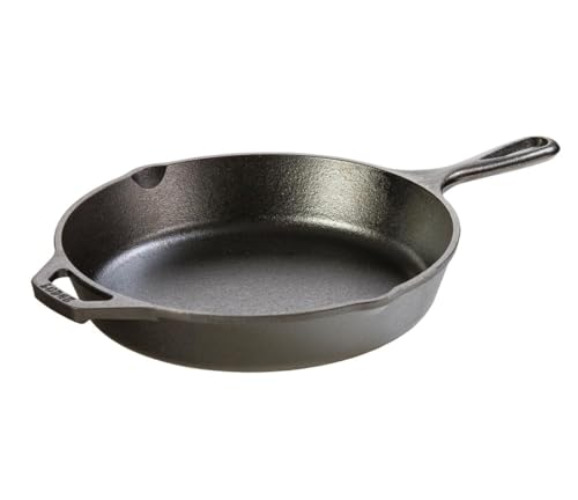 Lodge 10.25 Inch Cast Iron Pre-Seasoned Skillet – Signature Teardrop Handle - Use in the Oven, on the Stove, on the Grill, or Over a Campfire, Black - 10.25 inch Skillet