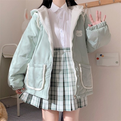 Pastel Bear Double-Sided Jacket - Green / M