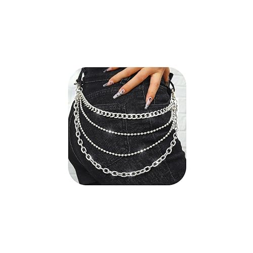 Zehope Punk Layered Pants Chain Silver Biker Jean Chain Goth Wallet Pocket Accessories for Men and Women