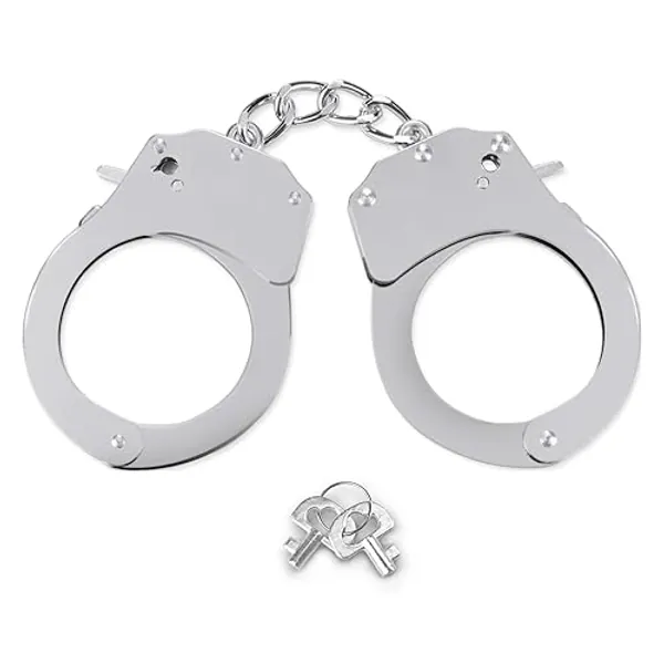 HOHAJIU Toy Handcuffs with Keys, Stage Dress Up Accessory for Kids - Silver
