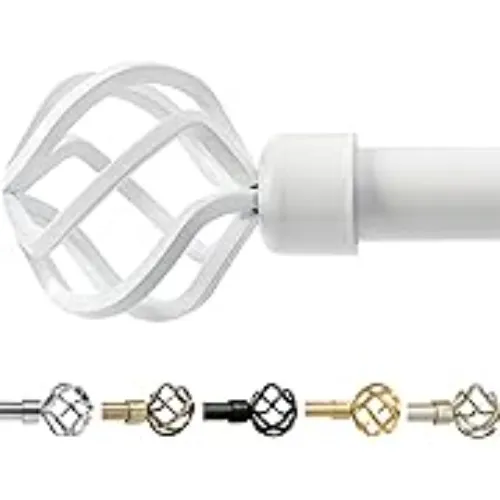 gb Home White Curtain Rod, White Curtain Rods for Windows 86 to 120 Inch (7-10), Adjustable Curtain Rods White, Curtains Rods for Bedroom, Heavy Duty Curtain Rods, Extra Long Window Curtain Rod White