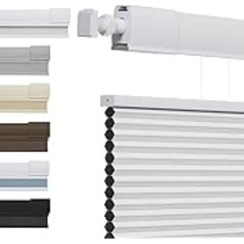No Tools No Drill Top Down Bottom Up Cellular Shades for Windows, 1" Blackout Fabric, Cordless Honeycomb Blinds for Indoor Window, Thermal Insulated Noise Reduction, 21.5" W x 48" H, White