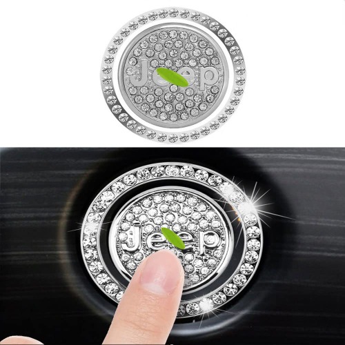 Bling Car Start to Stop Button Cover Accessories Crystal Rhinestone Push Start Button Ignition Protective Cover Women Girly Car Decoration Interior - j-ep