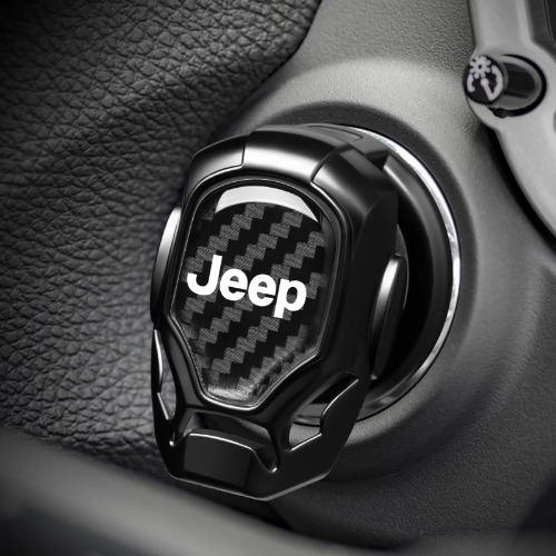 Car Engine Start Stop Button Cover for Jeep Grand Cherokee Wrangler Compass Renegade Patriot Grand Comander,Self-adhesive One-key Push Start Button Cover,Scratch-resistant, Interior Accessories, Black - j1p2u0
