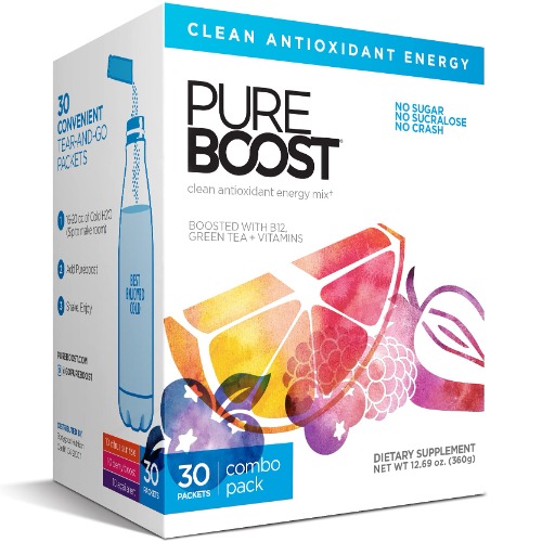 Pureboost Clean Energy Drink Mix + Immune System Support. Sugar-Free Energy with B12, Multivitamins, Antioxidants, Electrolytes (Combo Pack, 30 Stick Packs) - Combo Pack
