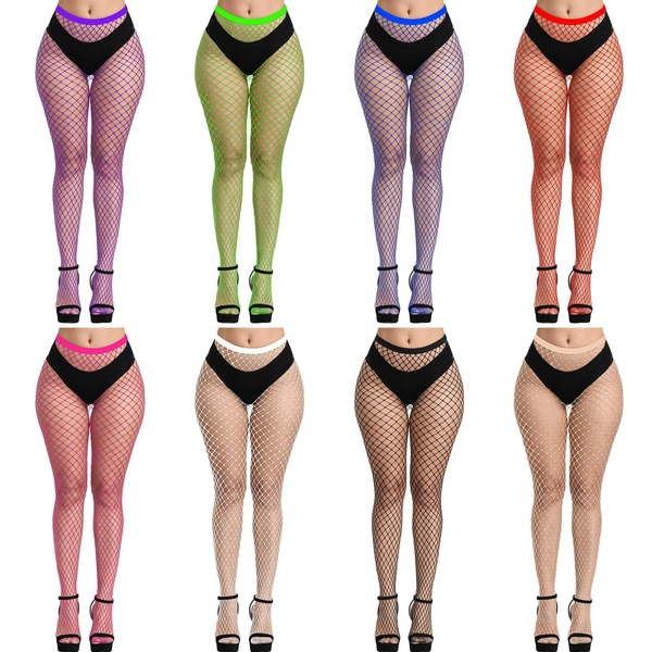 FEPITO 8 Pairs Fishnet Stockings Tights High Waist Stockings Leggings for Women
