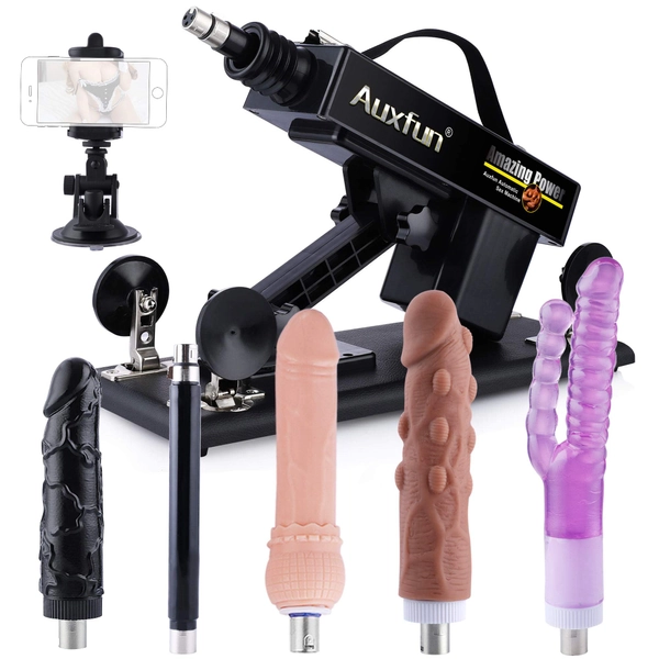Auxfun Sex Machine Funking Machine Automatic Thrusting Dildo Machine for Female and Male 3XLR Connector Love Machine with 5 Attachments & Phone Holder for Long Distance Relationship and Bedroom Play