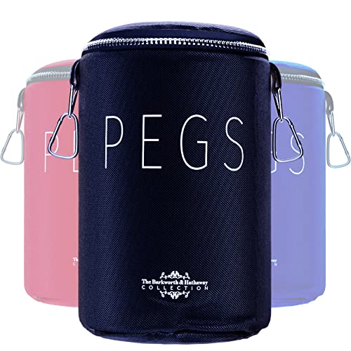 The Barkworth & Hathaway Collection Premium Grey Clothes Pegs Bag for Washing Line with Shoulder Strap - Waterproof & Weather Resistant Ideal for Rotary Clothesline & Dryer - Grey