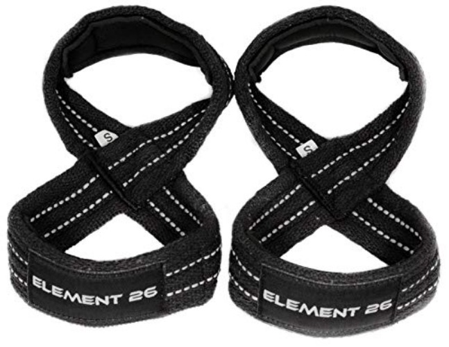 Element 26 Padded Figure 8 Lifting Straps - Weightlifting Straps - Figure 8 Straps - Wrist Straps for Men, Women, Weight Lifting, Deadlifts - Deadlifting Straps - Medium - Black