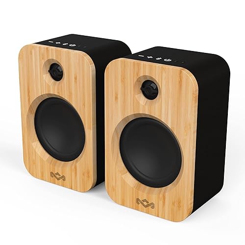 House of Marley Get Together Duo, Powerful Bookshelf Speakers with Wireless Bluetooth Connectivity and Sustainable Materials - Signature Black