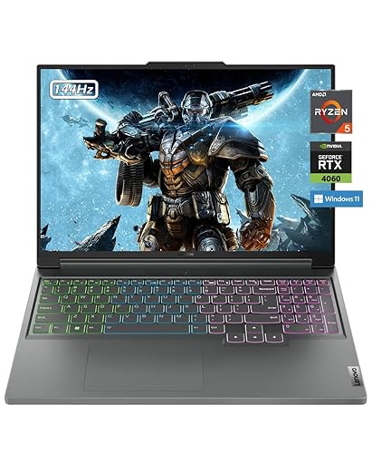 Lenovo Legion Slim 5 16" Gaming Laptop WQXGA, Ryzen 5 7640HS 6-core, 16GB DDR5 Memory 512GB SSD, NVIDIA GeForce RTX 4060 8GB, Backlit KB, Cooling, Windows 11, Storm Grey