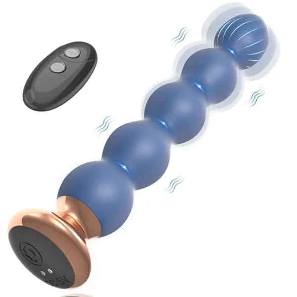 Vibrating Anal Beads Sex Toys Prostate Massager Anal Plug Vibrator for Men and Women, 10 Vibration Remote Control Butt Plug Graduated Design Bullet Adult G Spot Stimulor, Double Layer Soft Silicone