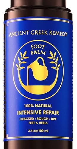 Ancient Greek Remedy Organic Foot Balm for Dry Cracked Feet and Heels, Made of Olive, Almond, Jojoba, Lavender and Vitamin E Oil. Natural Cream Moisturizer for Dry Skin Care for Women, Men