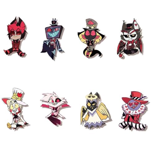 Hasbin Hotel Character Pin Set, 8 Pieces, Anime Merch Stylized Figures for Decor - pin