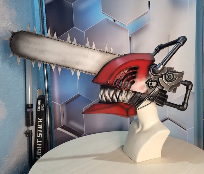 Chainsaw Helmet and Hands | Anime Cosplay | FINISHED&PAINTED